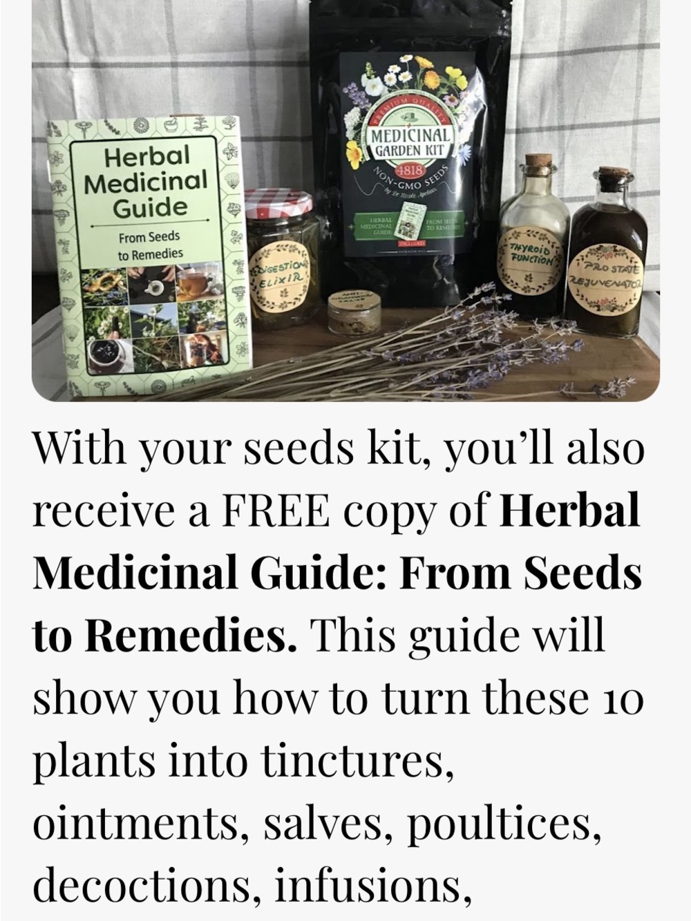 Medicinal Garden Kit with Herbal Guide - Green